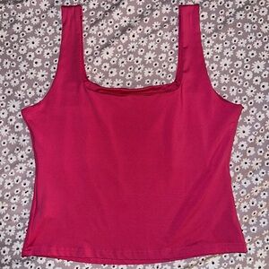 Pink Square Neck Tank Top